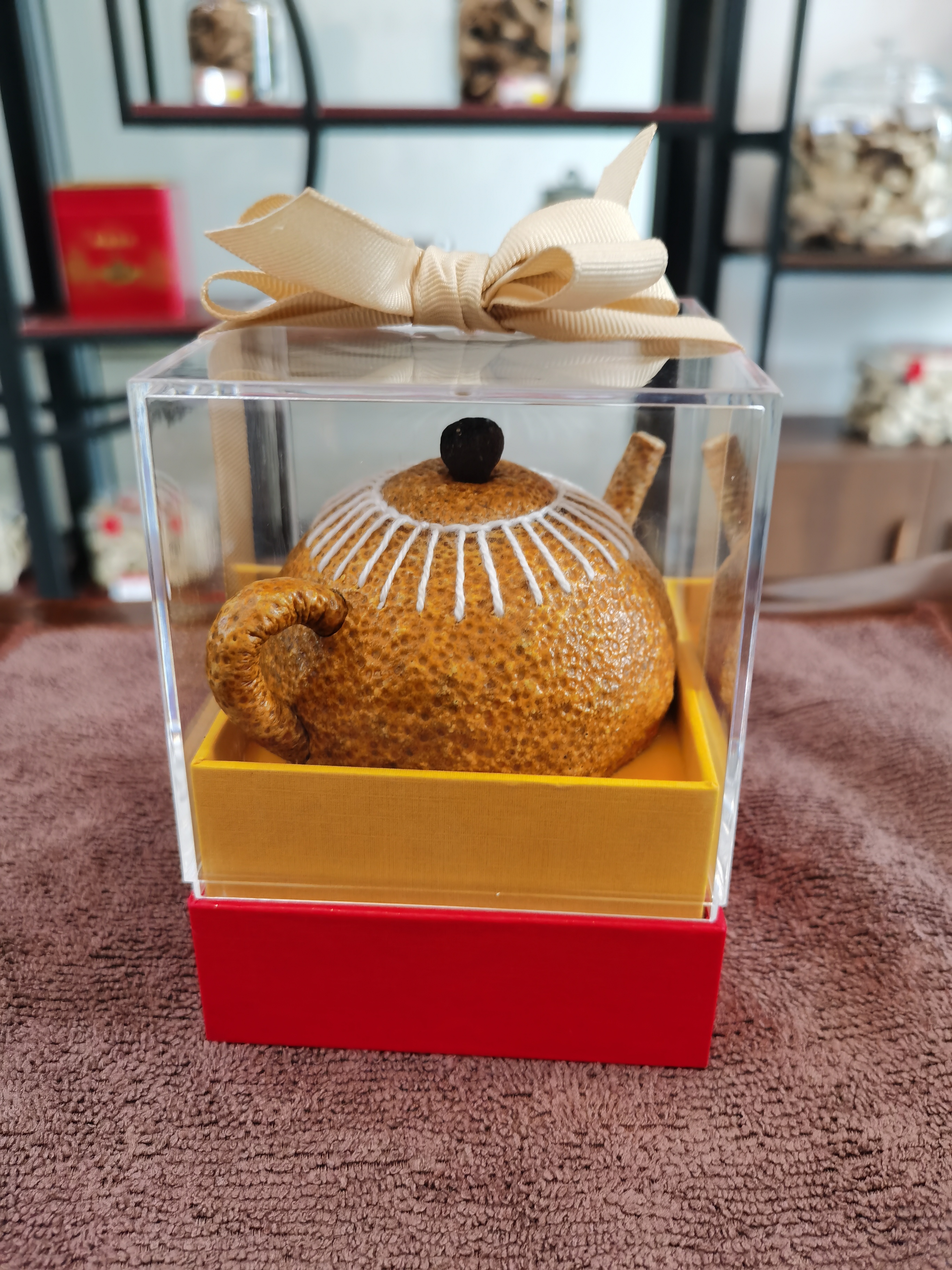 新会天马大红柑茶壶造型摆设